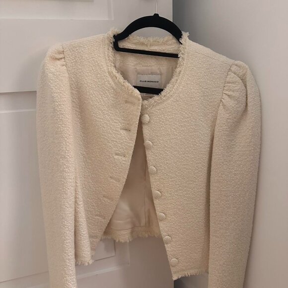 Club Monaco Milah Ivory textured crop blazer size 2 - Like New - Picture 1 of 3